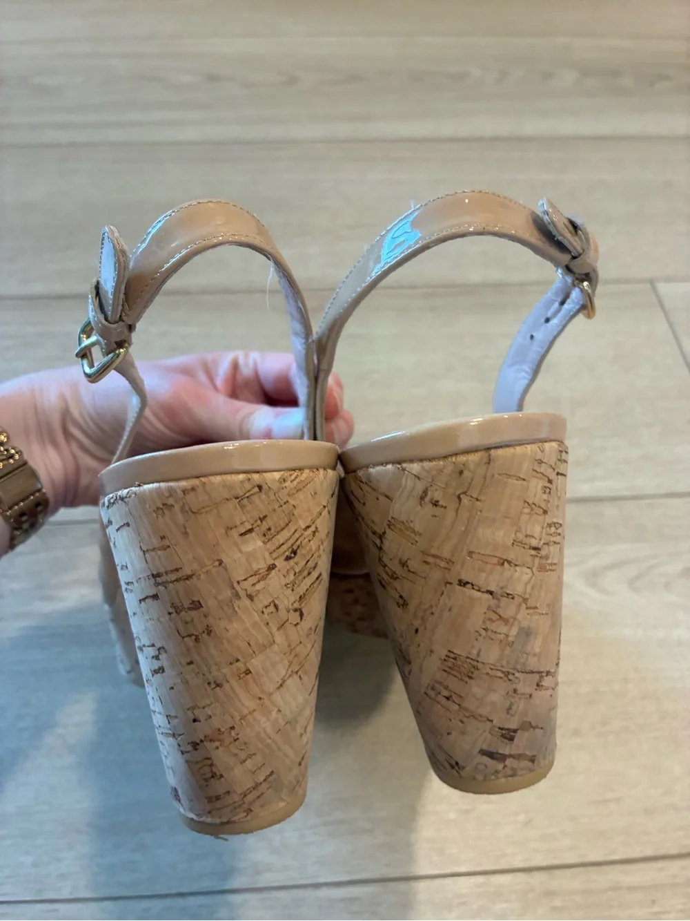 Stuart Weitzman Women’s Jean Patent Leather Sandals Wedge Slingback Size 10.5